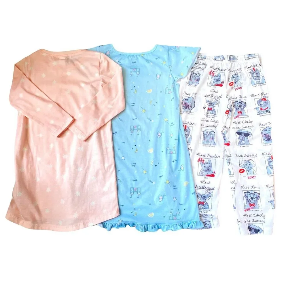 Girls Pajamas Size 4, Nightgowns Pants PJs PJ SALVAGE CARTER'S OLD NAVY Lot of 3